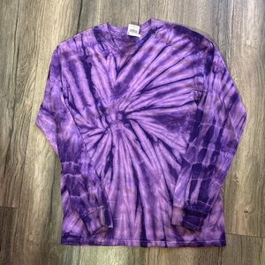 Purple Tie-Dye Long Sleeve Shirt Heavy Cotton